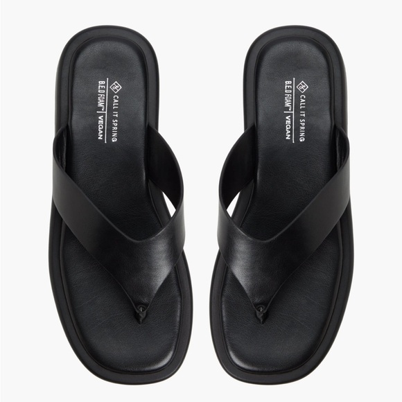Call It Spring Shoes - Call It Spring Platform Buena Vegan Leather Black Crossover Thong Sandals